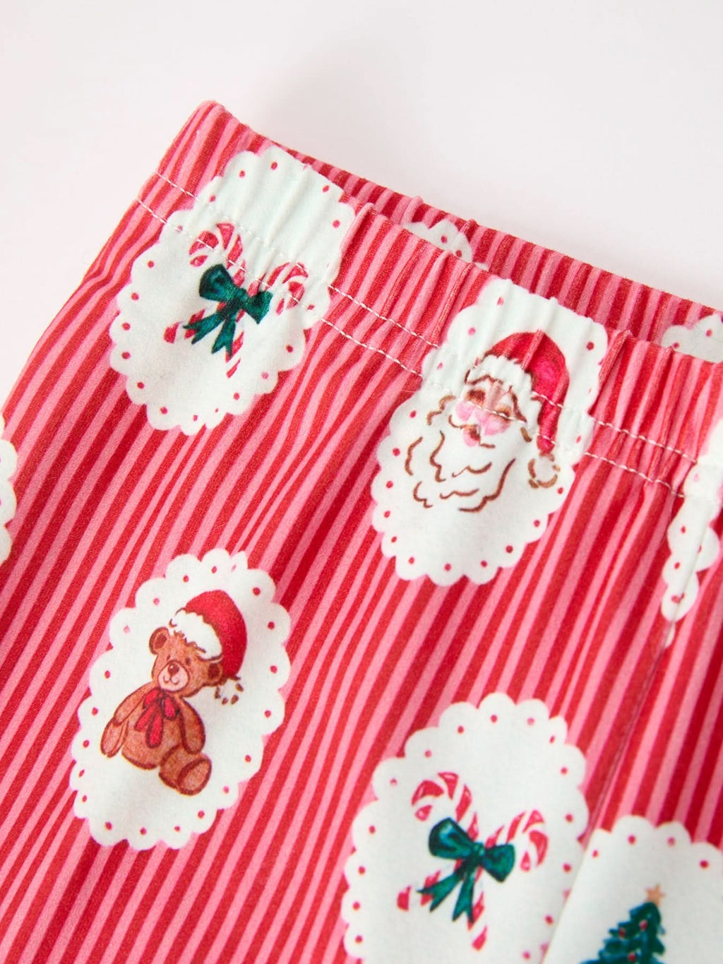 Mommy and Me Christmas Santa Print Pajama Set with Fur Trim -
