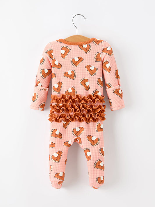Girls Thanksgiving Pumpkin Pie Baby Girls Sleeper -