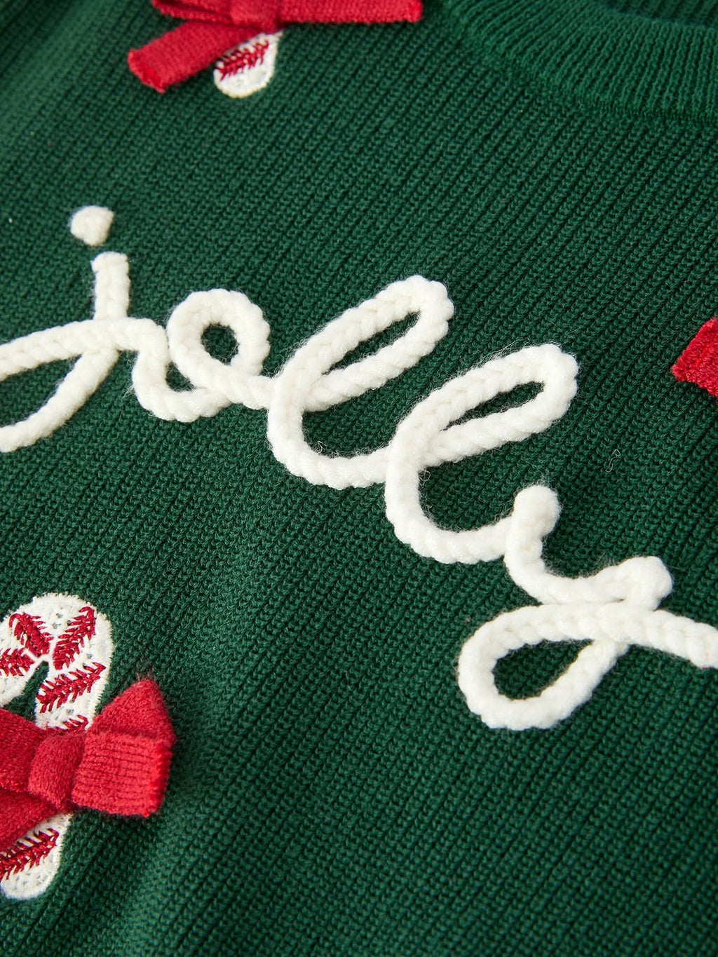Girls Christmas Jolly Candy Cane Bow Knit Sweater -