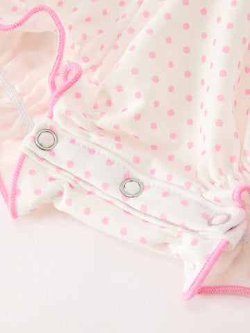 Christmas Smocked Baby Girl Bubble Romper Embroidered Ruffle Collar