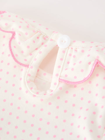 Christmas Smocked Baby Girl Bubble Romper Embroidered Ruffle Collar