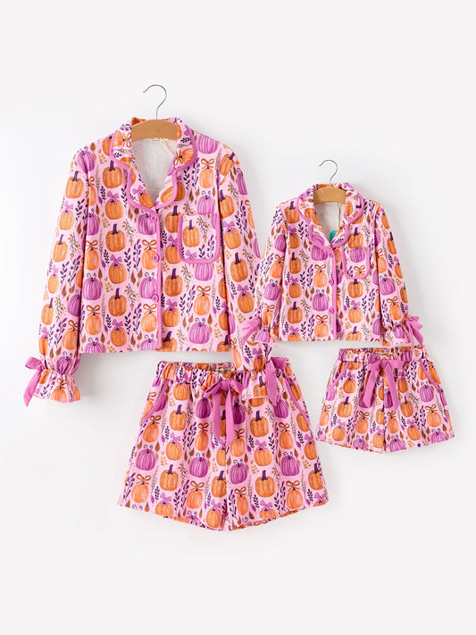 Mommy & me Halloween Pumpkin Pajama Set -