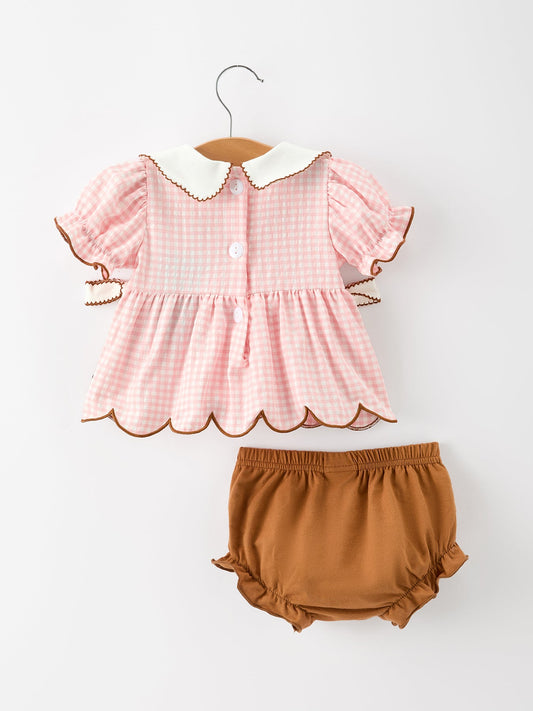 Christmas Girls Gingerbread Peter Pan Collar Bloomer Set -