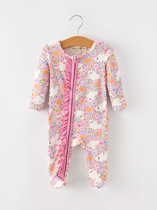 Halloween Ghost Baby Zip Romper Ruffle Trim -