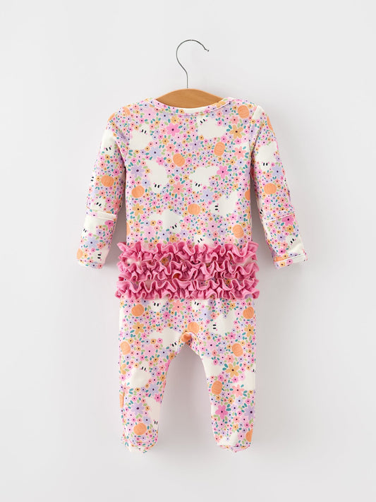 Halloween Ghost Baby Zip Romper Ruffle Trim -