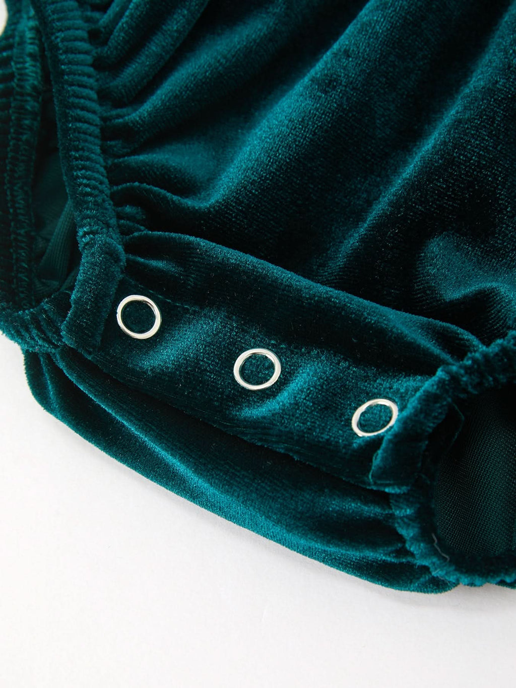 Baby Girls Emerald Green Velvet Peter Pan Collar Christmas Romper -