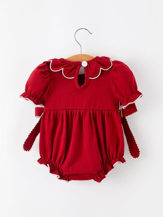 Baby Girls Christmas Reindeer Smocked Bubble Romper -