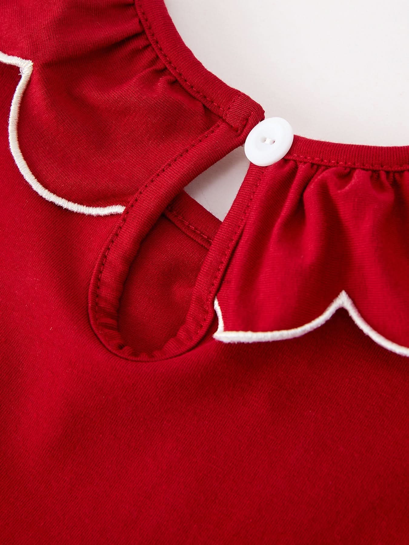 Girls Christmas Reindeer Smocked Red Bow Dress -
