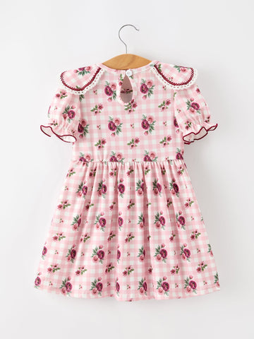 Fall Toddler Girls Vintage Smocked Floral Dress