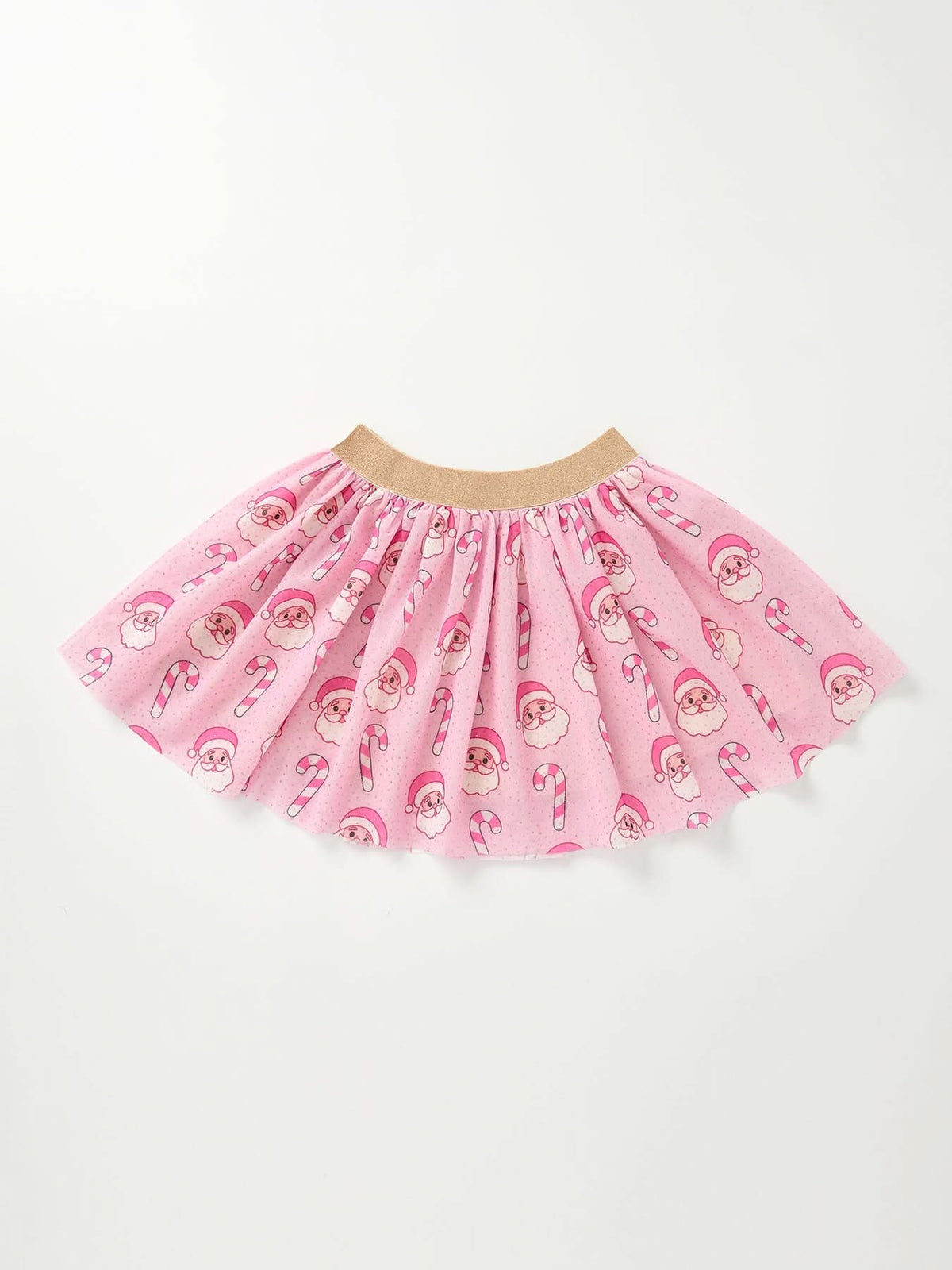 Girls Pink Christmas Santa Candy Cane Print Tutu Skirt -
