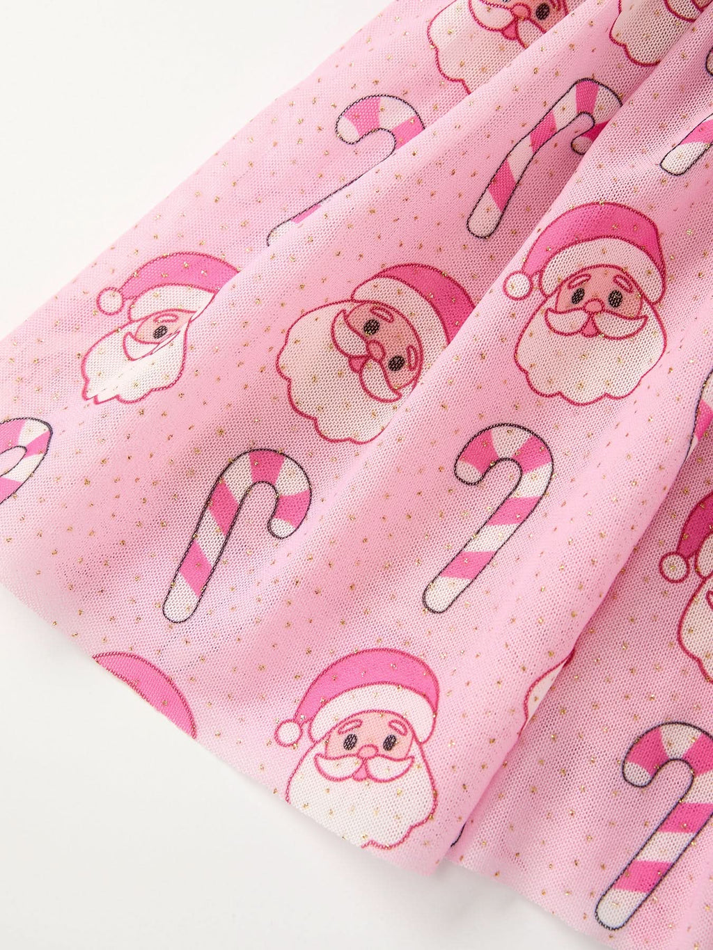 Girls Pink Christmas Santa Candy Cane Print Tutu Skirt -