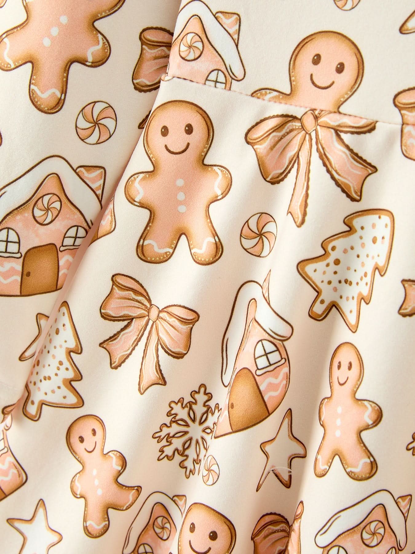Christmas Gingerbread Cookie Girls Long Sleeve Twirl Dress -
