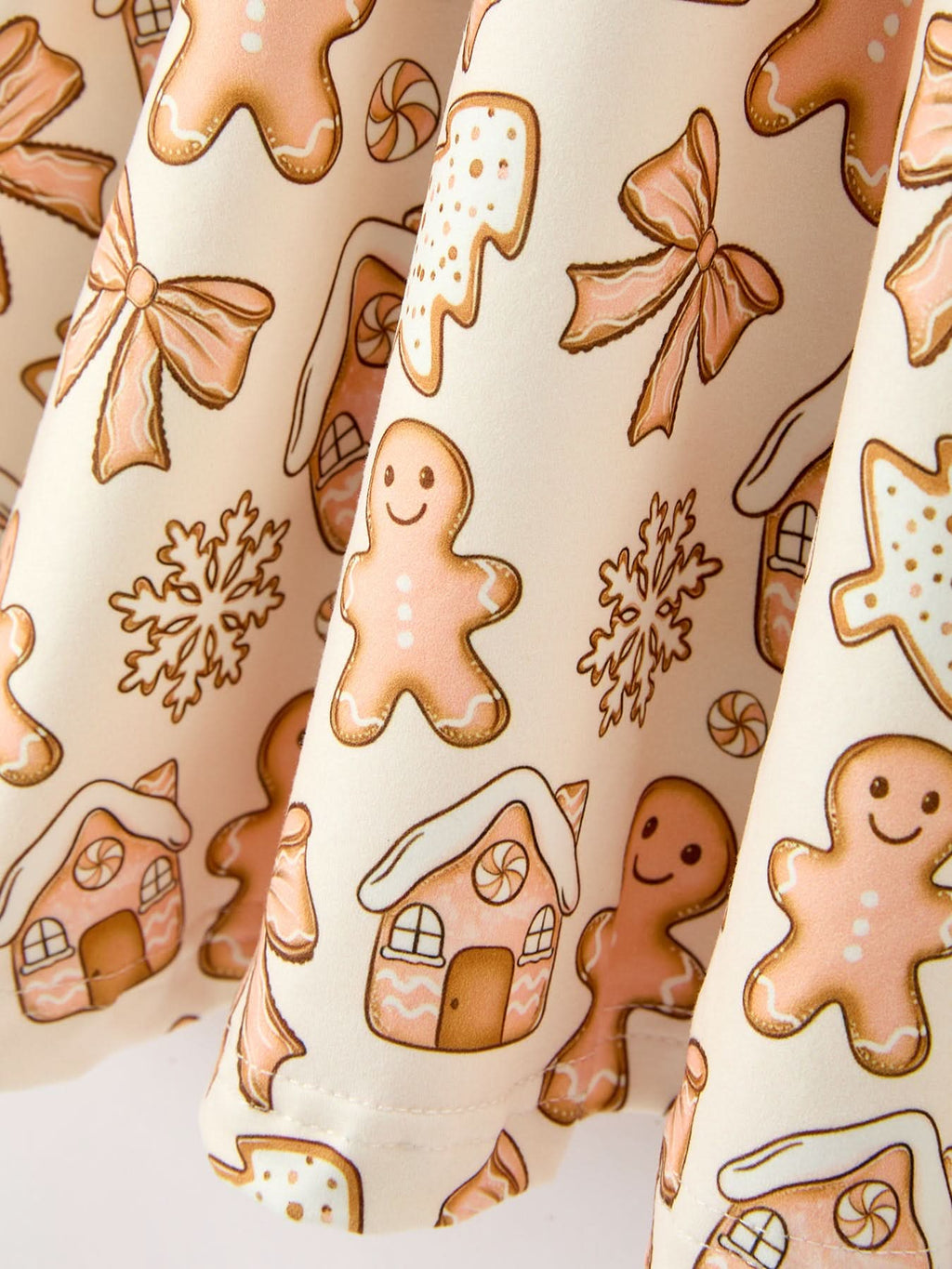 Christmas Gingerbread Cookie Girls Long Sleeve Twirl Dress -