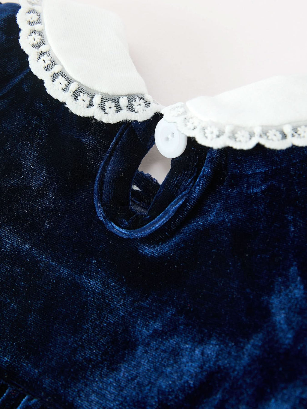 Girls Christmas Navy Velvet Smocked Top And Bloomers Outfit -