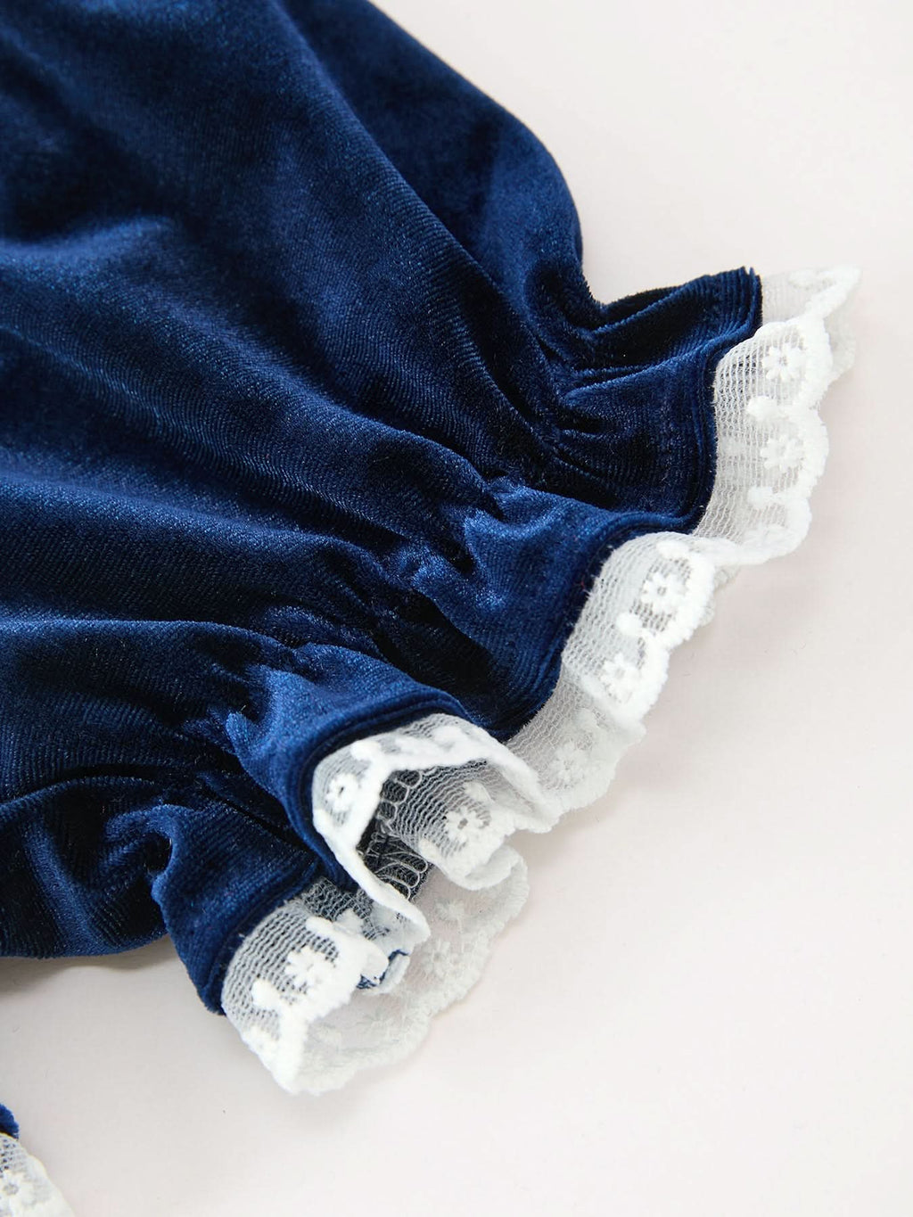 Girls Christmas Navy Velvet Smocked Top And Bloomers Outfit -