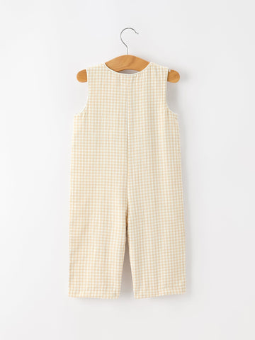 Goose Embroidered Beige Plaid Baby Boys Jonjon