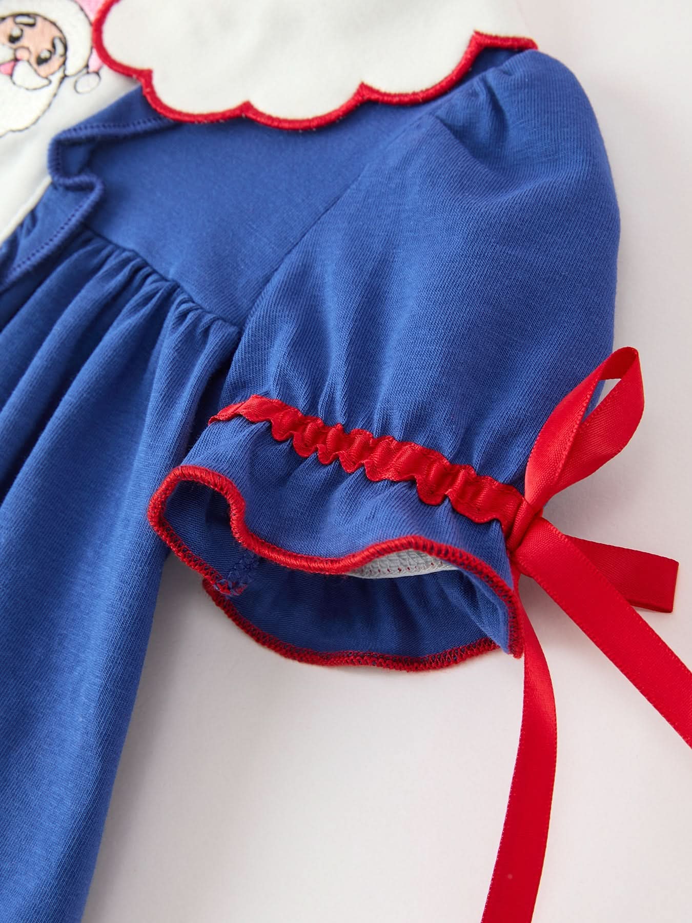 Christmas Santa Embroidery Girls Bloomer Set Peter Pan Collar -