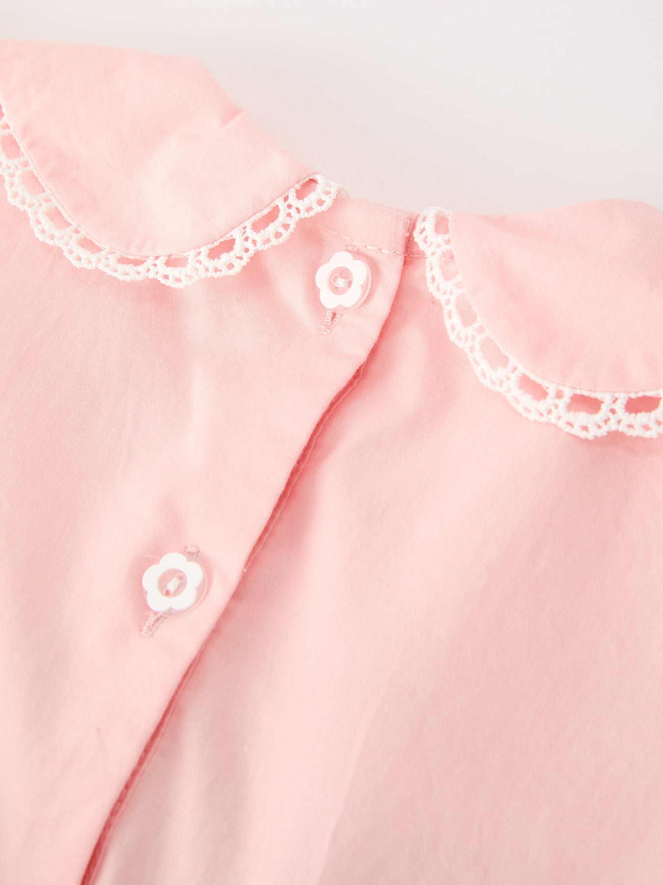 Fall Girls Pink Floral Embroidered Smocked Peter Pan Collar Dress