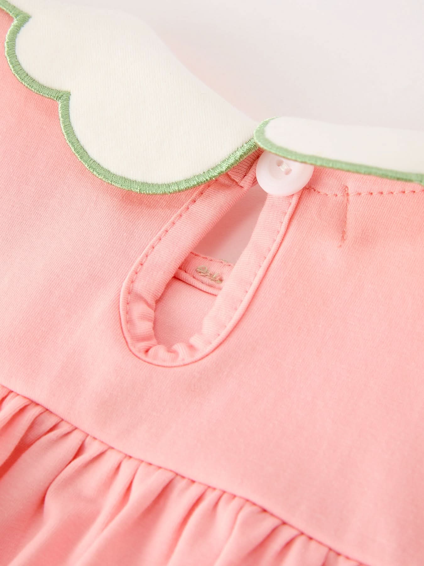 Christmas Baby Girls Pink Christmas Tree Embroidered Ruffle Romper -