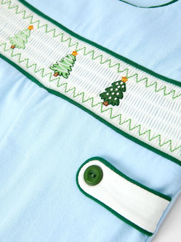Christmas Boys Blue Christmas Tree Embroidered JonJon -