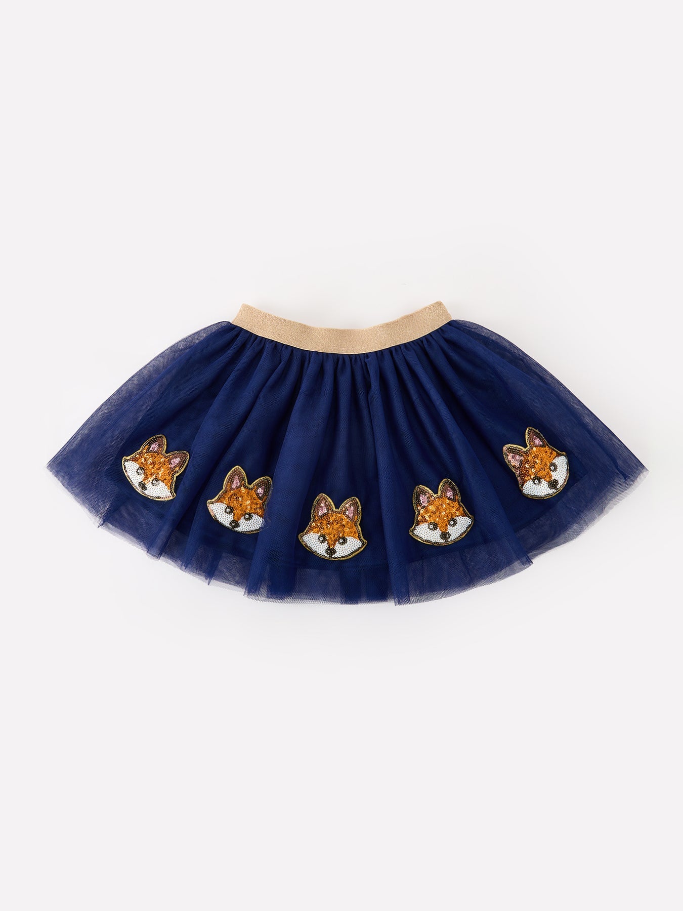 FALL Girls Navy Fox Sequin Tulle Tutu Skirt -