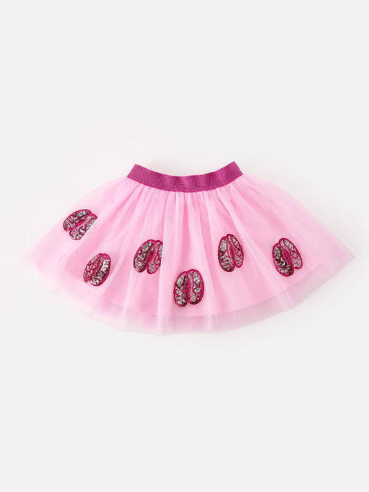 FALL Girls Pink Sequin Ballet Slipper Tulle Tutu Skirt -