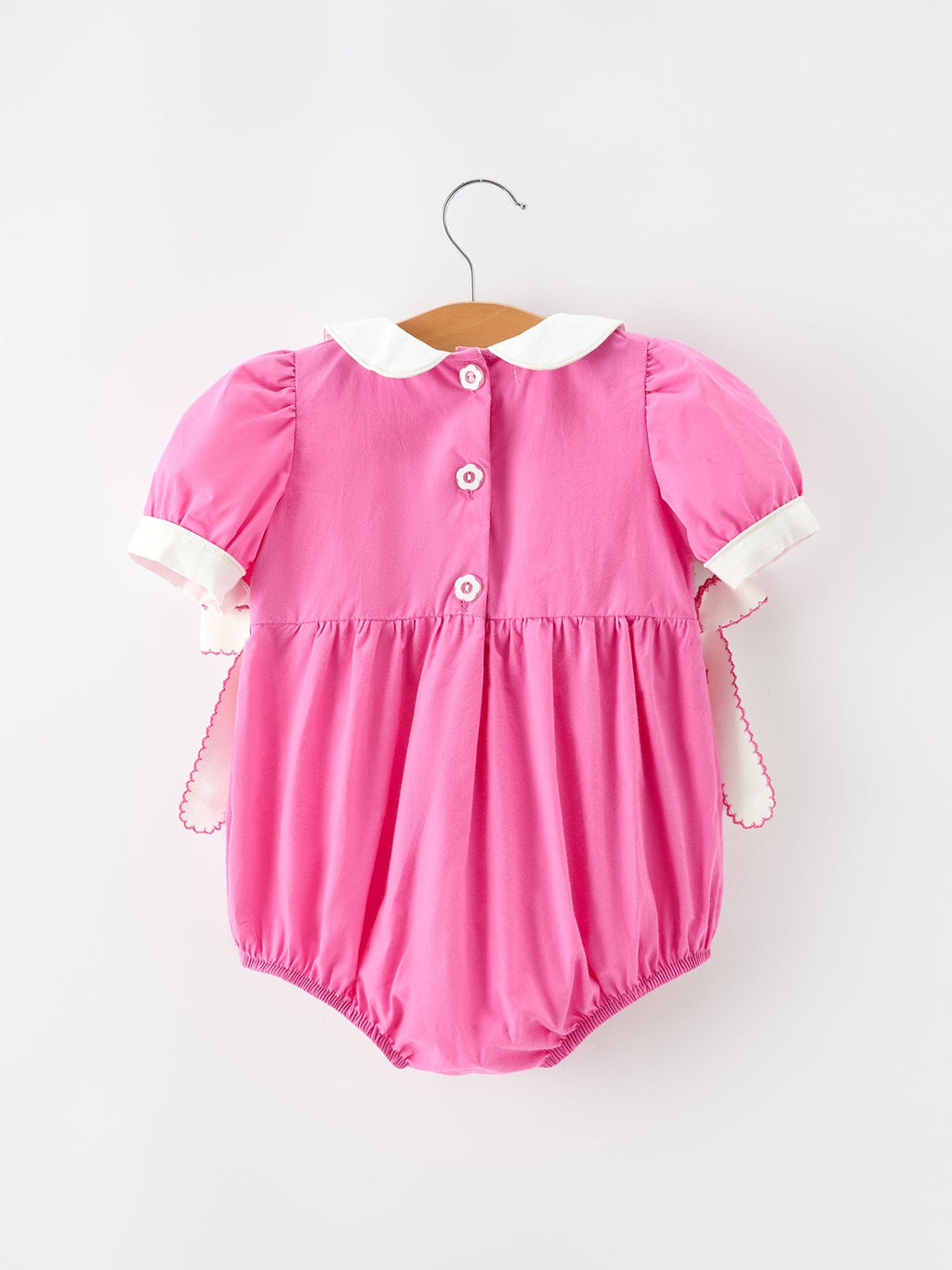 FALL Girls Hot Pink Floral Smocked Bow Bubble Romper -