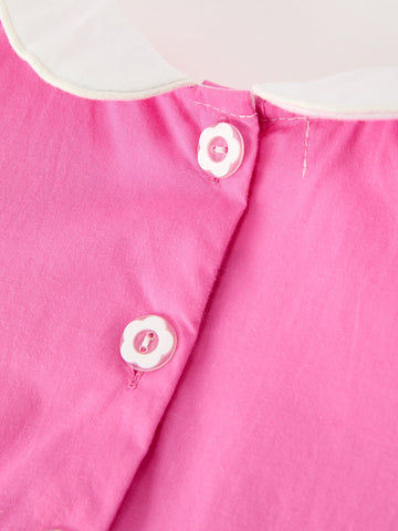 FALL Girls Hot Pink Floral Smocked Bow Bubble Romper -