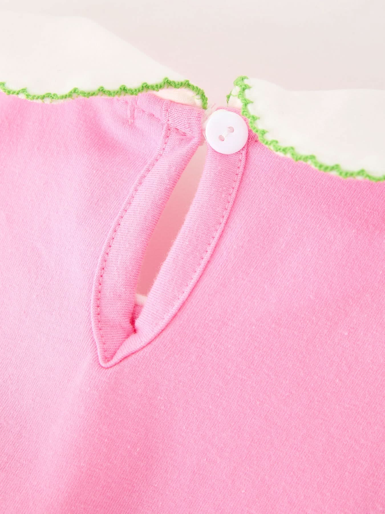 Girls Christmas Pink Bow & Christmas Tree Peter Pan Collar Dress -