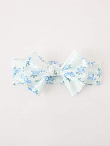 FALL Baby Girls Blue Floral Bow Headband -