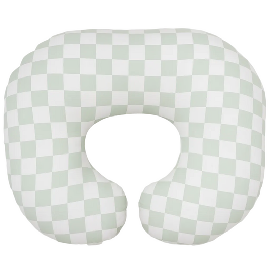 Leaf Green & White Checkered Nursing Pillow Cover in - photo