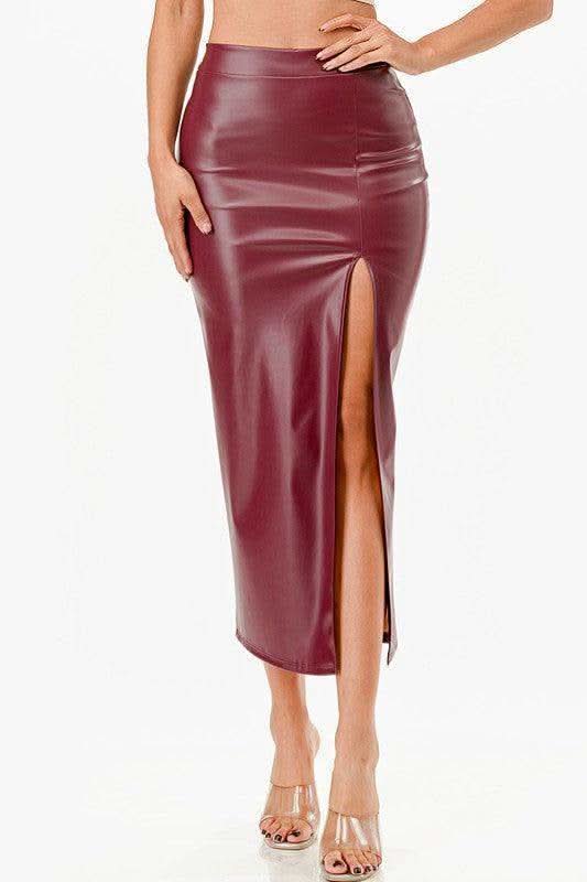 LA SCALA Long PU leather Pencil Skirt - SwagglyLife Home & Fashion
