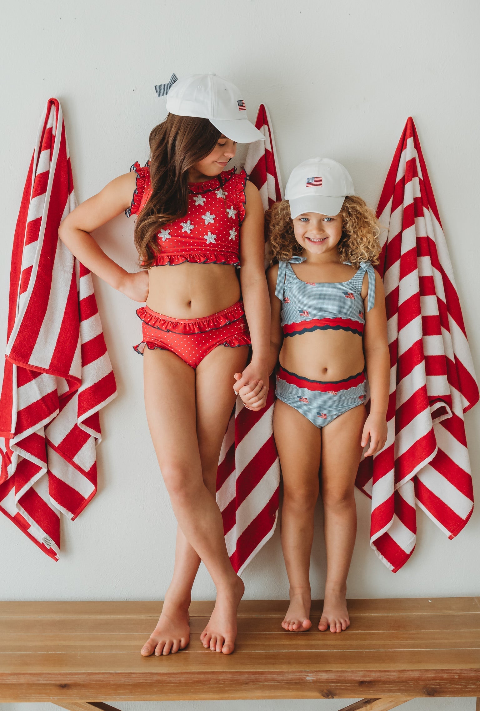 Scalloped High Waisted Bikini - Heritage Flag