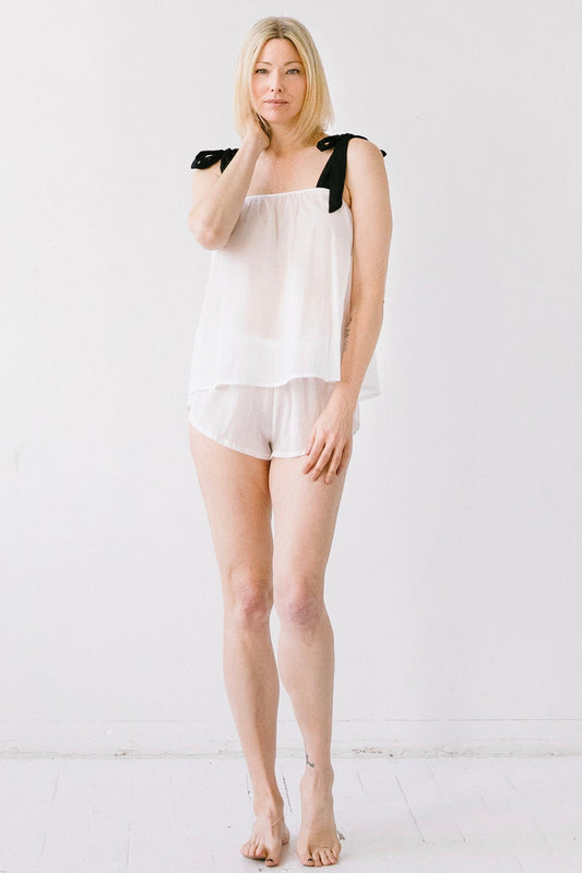 Cotton Voile Shorties in White - SHORTS photo