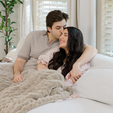 Saranoni Double Ruched Faux Fur Throw Blankets in Victoria Lawson - photo