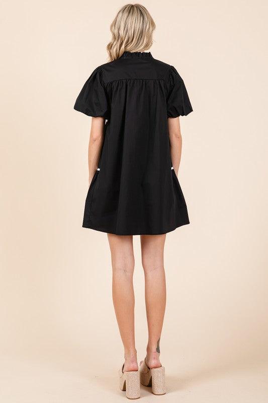 GeeGee Piping Detailed Babydoll Mini Dress