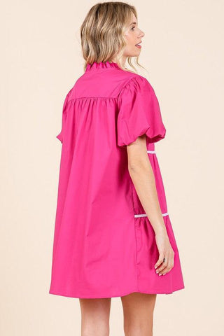 GeeGee Piping Detailed Babydoll Mini Dress