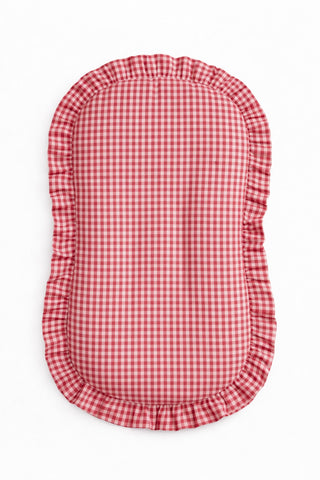 Red Gingham Ruffle Baby Lounger Cover