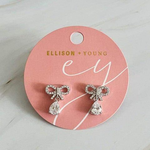 Sparkly Bow Teardrop Earrings