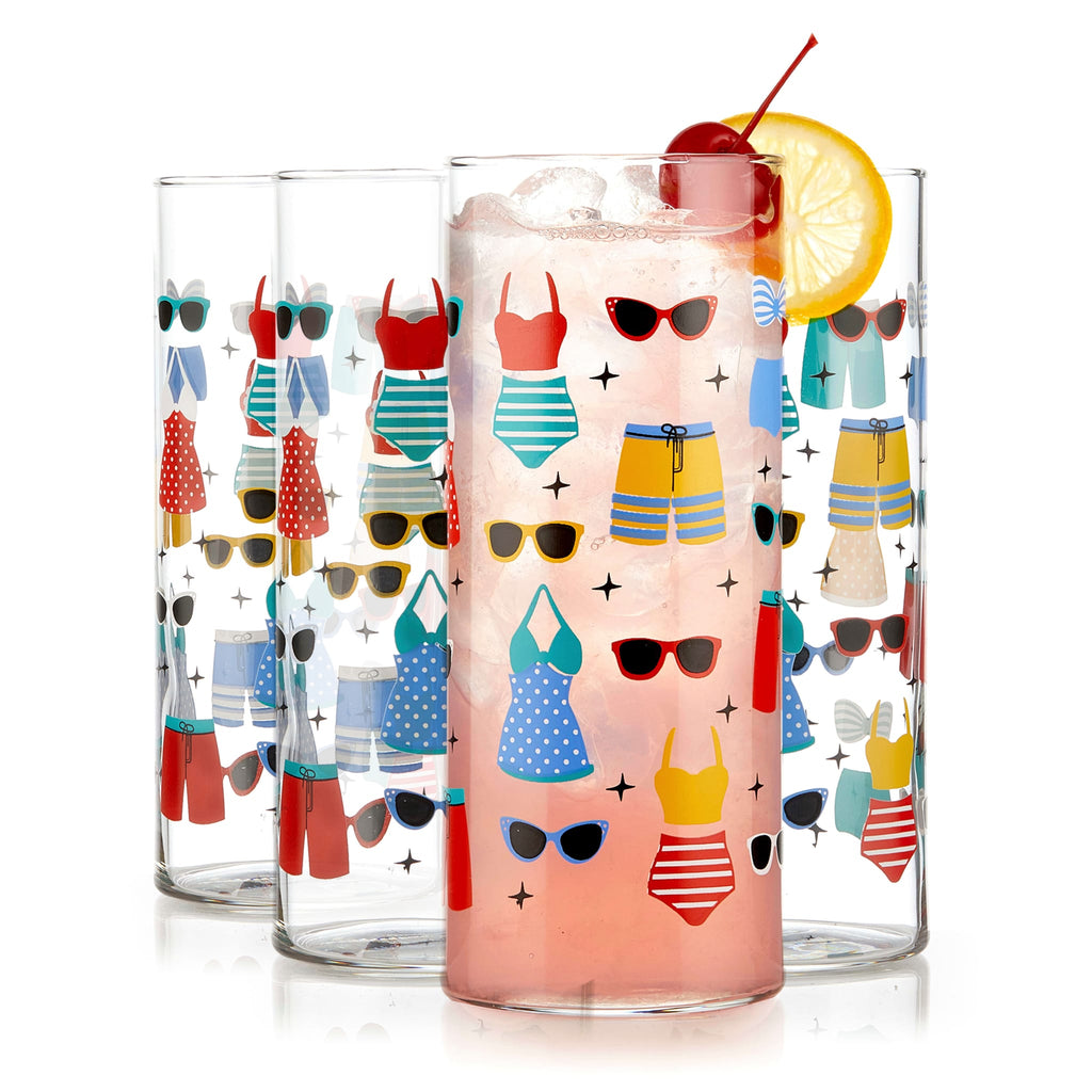 Libbey Vintage Swimsuits Cooler Glasses, 16 ounce, Set of 4 in - Beverageware photo