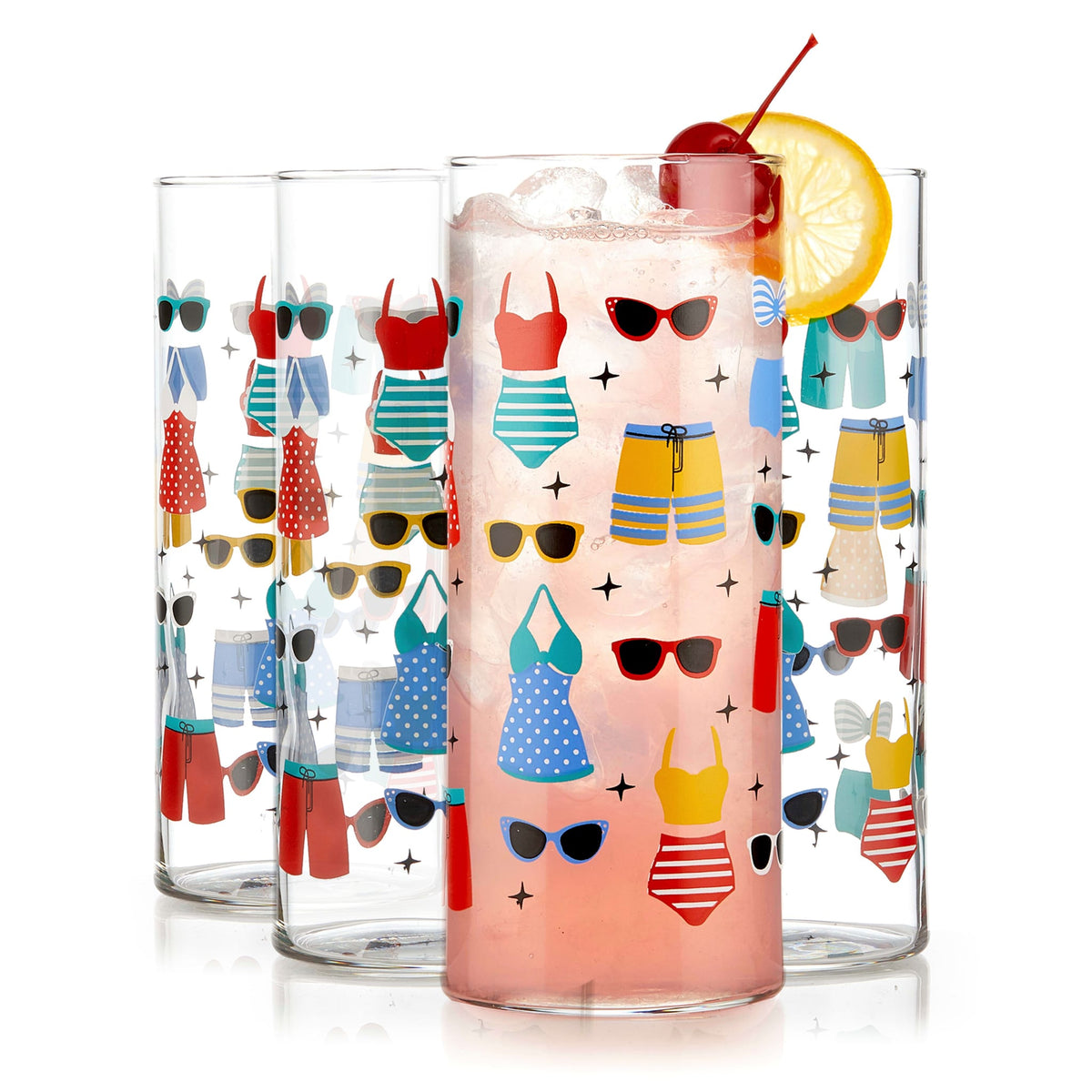 Libbey Vintage Swimsuits Cooler Glasses, 16 ounce, Set of 4 in - Beverageware photo