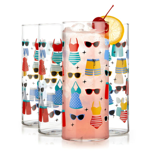 Libbey Vintage Swimsuits Cooler Glasses, 16 ounce, Set of 4 in - Beverageware photo