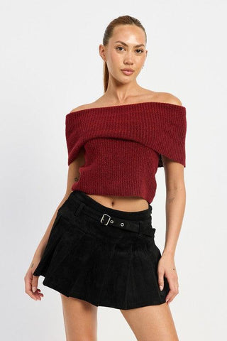 Emory Park Pleated Suede Skort with Belt