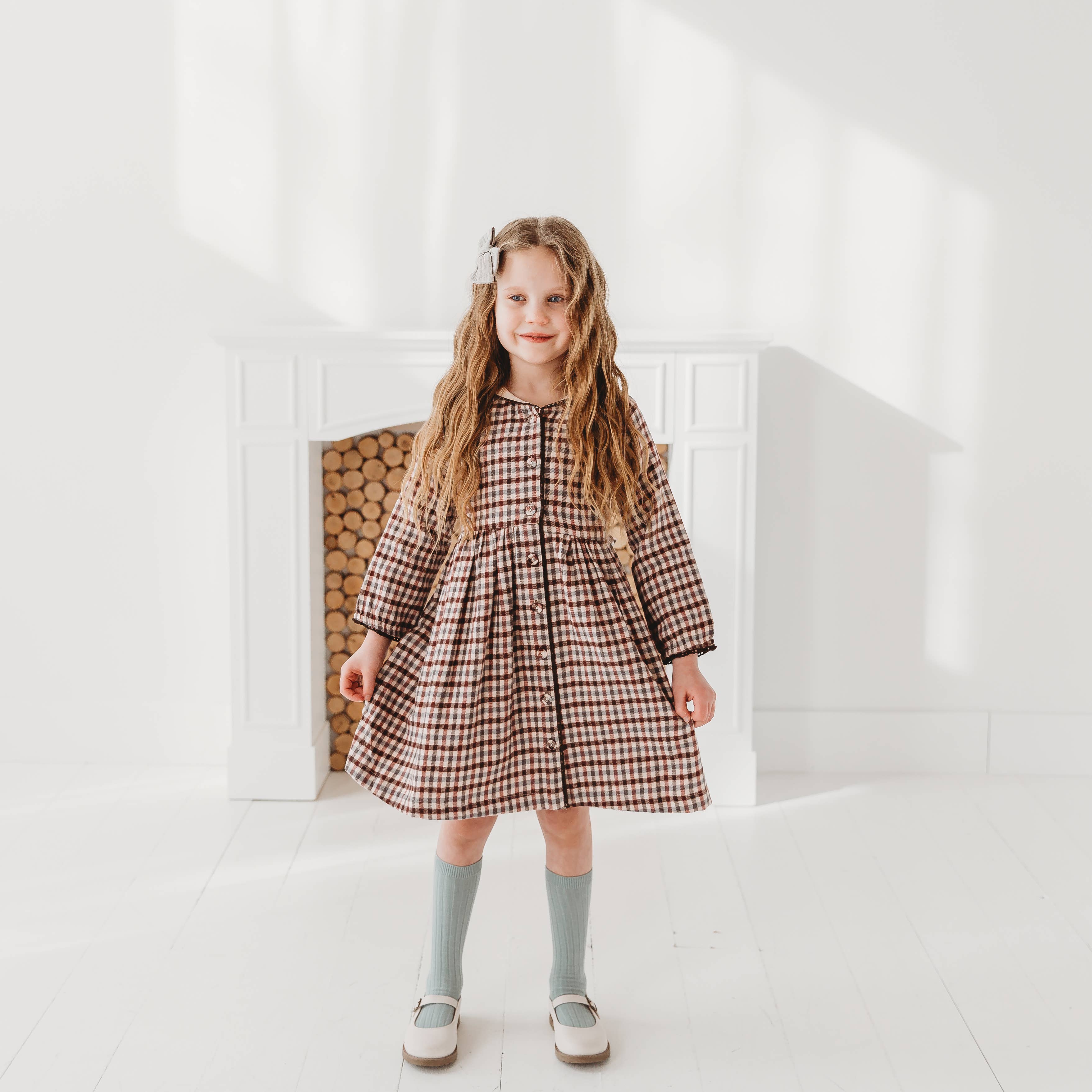 Brushed Gingham Sailor Collar Dress in - Dress photo