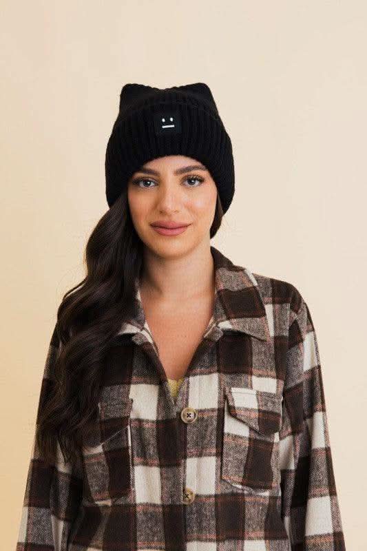 Chill Vibes Soft Ribbed Squared Face Beanie in - photo