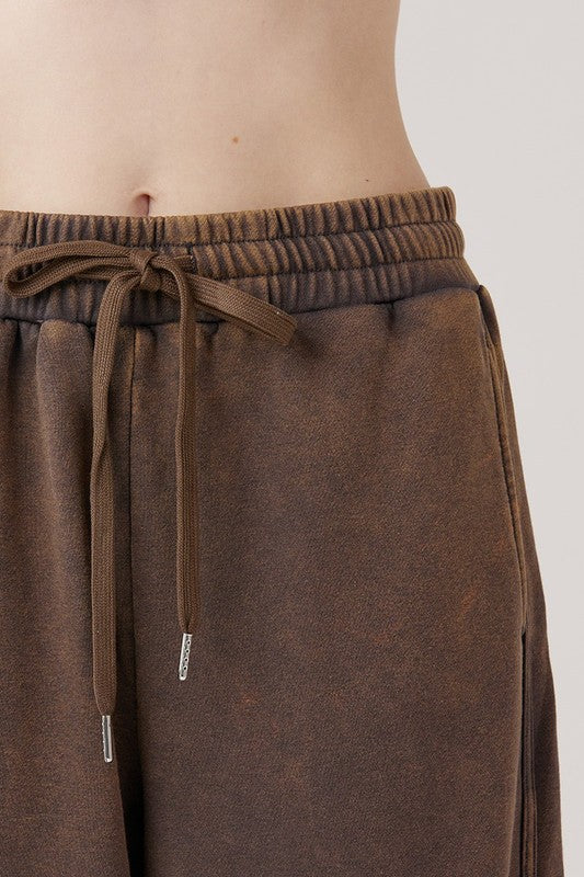 Dolphin Tail Wide Leg Mineral Washed Pants in - photo