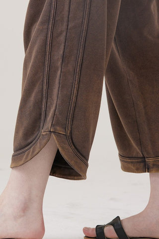 Dolphin Tail Wide Leg Mineral Washed Pants in - photo