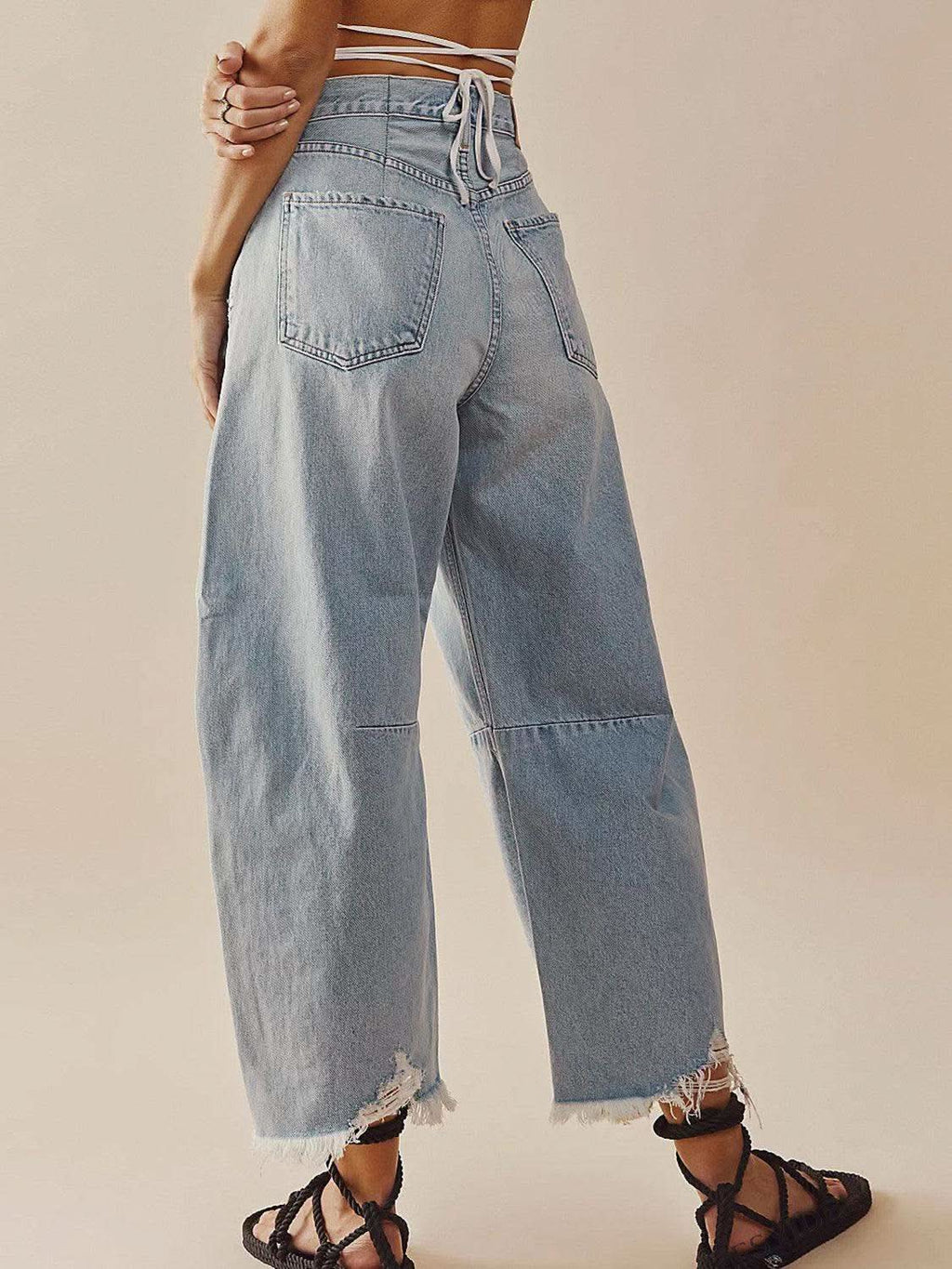 Raw Hem Wide Leg Jeans with Pockets - SwagglyLife Home & Fashion