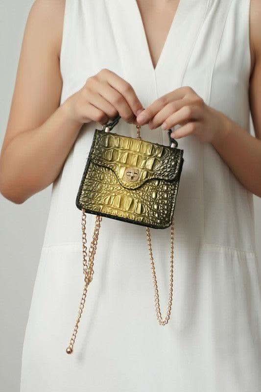 MKF Luxe Mini Satchel with Chain Strap by Mia K in Gold One Size - photo