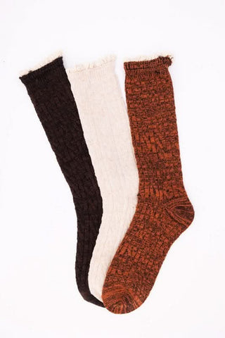 Autumn Vibes Ribbed Ruffle-Trim Socks - SwagglyLife Home & Fashion